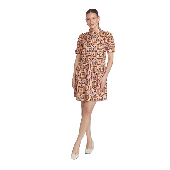 TAYLOR TILLMAN Veronica Mini Dress Button Front Short Sleeves Pink Size Large - Picture 11 of 12